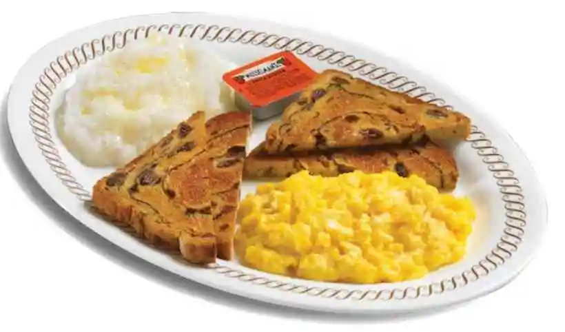 CHEESE N' EGGS WITH RAISIN TOAST